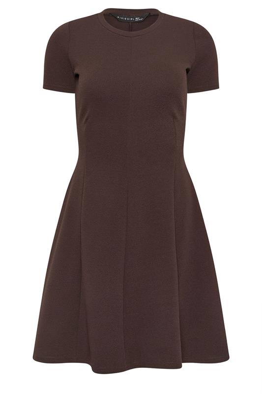 PixieGirl Petite Women's Chocolate Brown Textured Mini Dress | PixieGirl 5