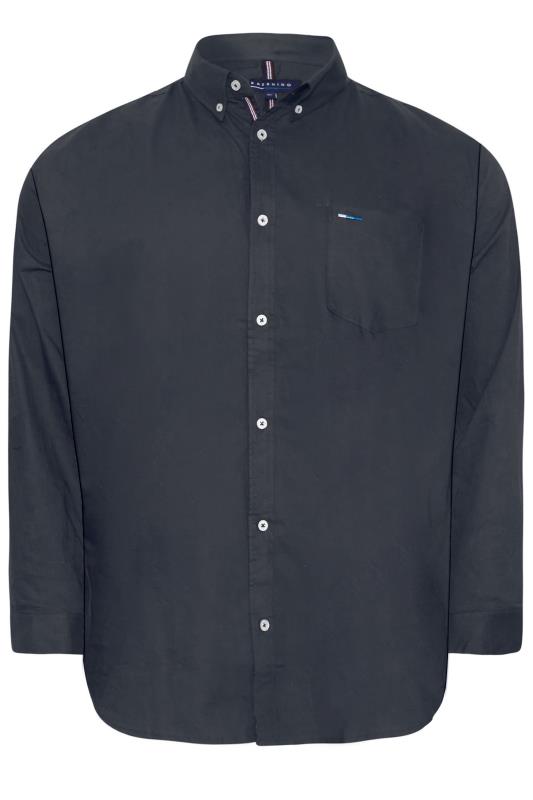 BadRhino Big & Tall Navy Blue Essential Long Sleeve Oxford Shirt 3