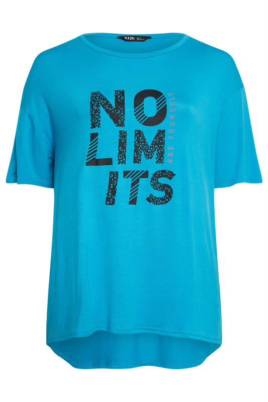 YOURS ACTIVE Plus Size Blue 'No Limits' Slogan Top | Yours Clothing 7