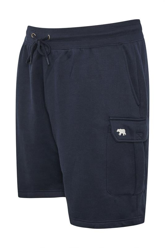 D555 Big & Tall Navy Blue Elastic Waist Cargo Shorts | BadRhino 5