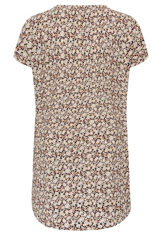 YOURS Plus Size Brown Ditsy Print Shift Dress | Yours Clothing 7