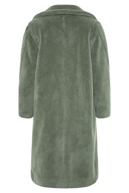 Plus Size Sage Green Teddy Maxi Coat | Yours Clothing 5