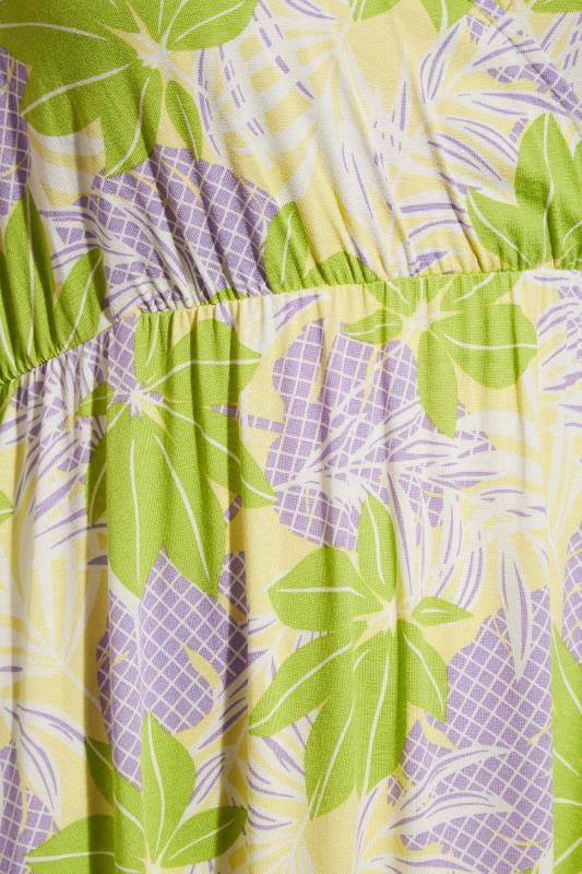 Curve Yellow Leaf Print Tiered Maxi Dress 5