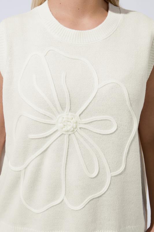 LIMITED COLLECTION Plus Size White Embroidered Floral Knitted Top | Yours Clothing 4