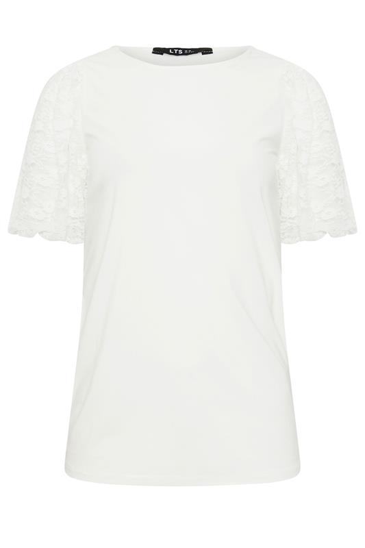 LTS Tall Women's White Lace Sleeve T-Shirt | Long Tall Sally 6