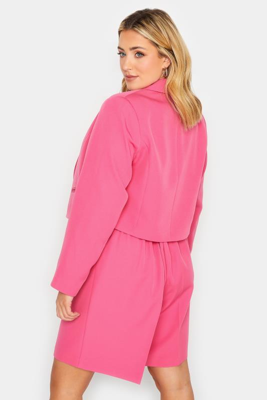YOURS Plus Size Curve Pink Cropped Blazer | Yours Clothing  4