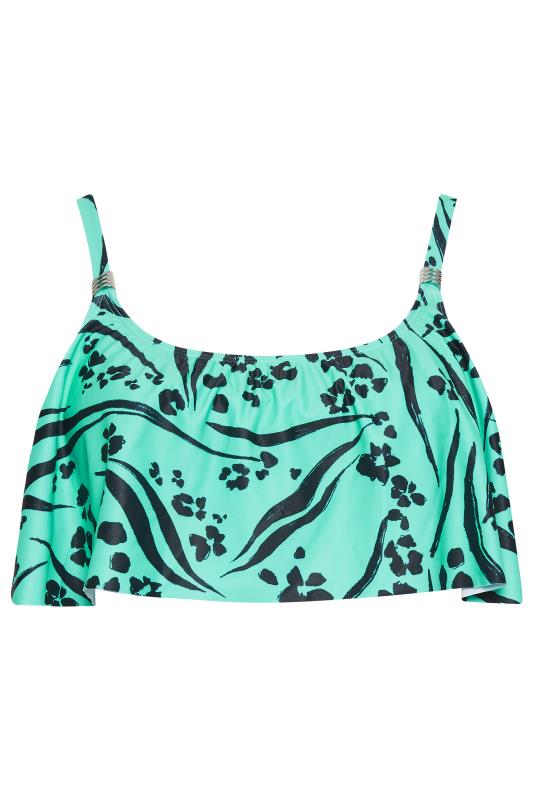 YOURS Curve Plus Size Turquoise Green Animal Print Bikini Top | Yours Clothing 8