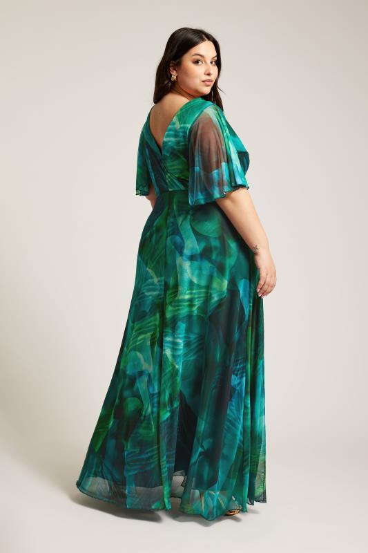 YOURS LONDON Plus Size Green Abstract Print Wrap Maxi Dress | Yours Clothing 3