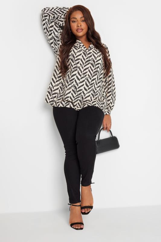 YOURS Plus Size Natural White Zig Zag Print Blouse | Yours Clothing 2