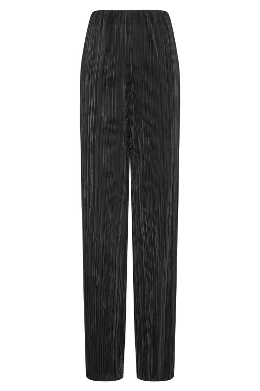 LTS Tall Black Glitter Plisse Wide Leg Trousers_F.jpg