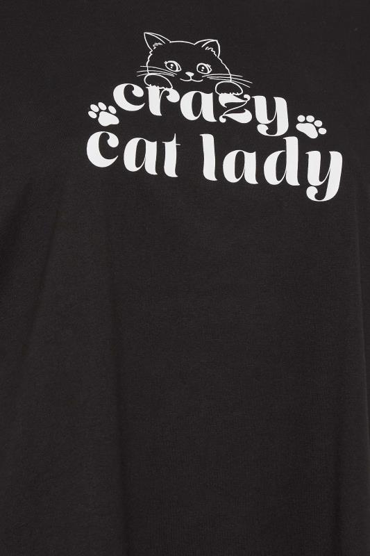 LIMITED COLLECTION Plus Size Black 'Crazy Cat Lady' Slogan T-Shirt | Yours Clothing 6