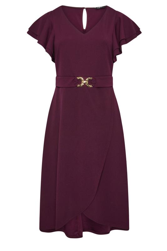 YOURS LONDON Plus Size Purple Buckle Dipped Hem Midi Dress | Yours Clothing 5