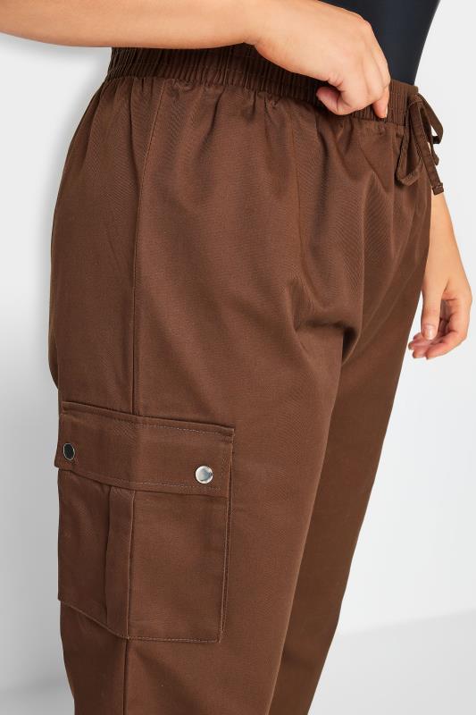 YOURS Curve Brown Wide Leg Woven Cargo Trousers | Yours Clothing 5