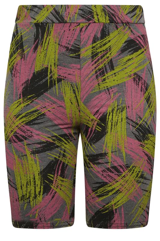 YOURS ACTIVE Plus Size Grey Slash Print Cycling Shorts | Yours Clothing 6