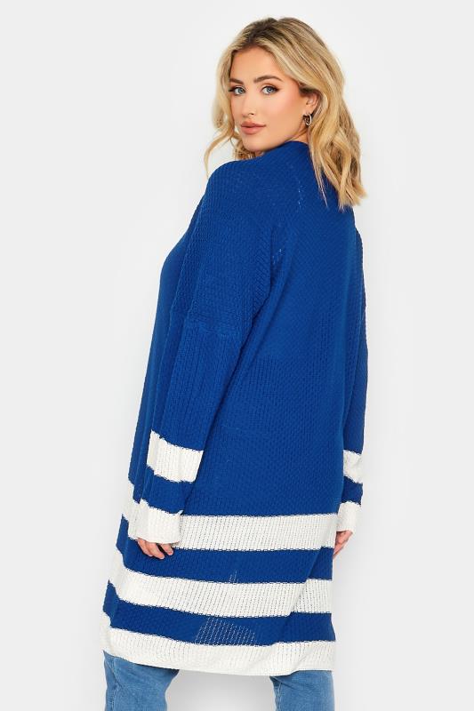 YOURS Curve Plus Size Cobalt Blue Stripe Cardigan | Yours Clothing  3