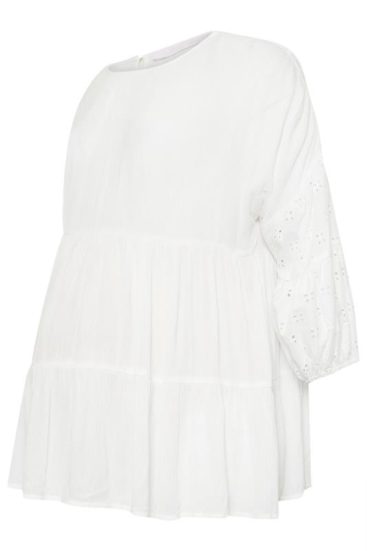 BUMP IT UP MATERNITY Plus Size White Broderie Tiered Top | Yours Clothing 6