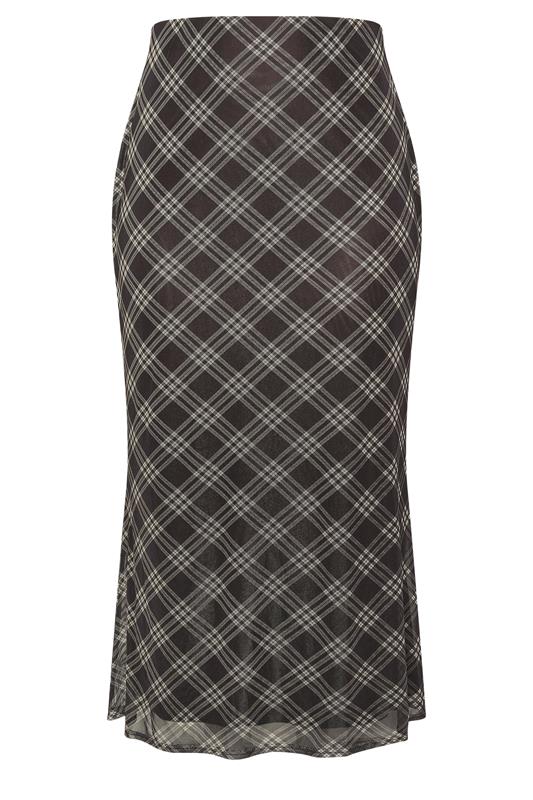 LIMITED COLLECTION Plus Size Brown Checked Mesh Skirt | Yours Clothing 7