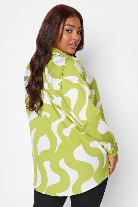 YOURS Plus Size Green Swirl Print Oversized Boyfriend Shirt | Yours Clothing 4