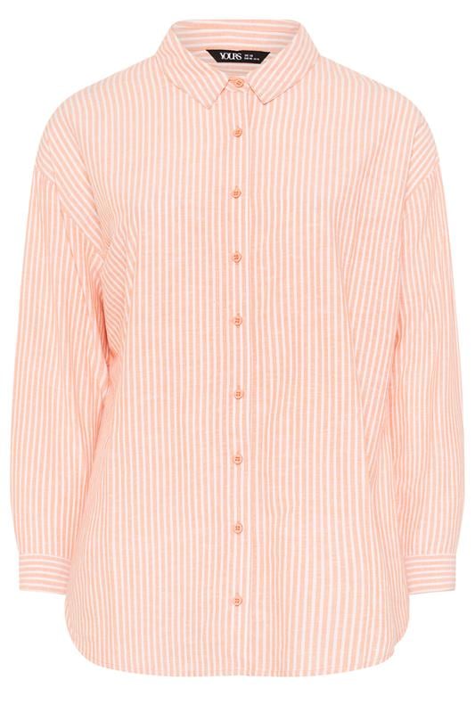 YOURS Plus Size Orange Stripe Linen Shirt | Yours Clothing 6
