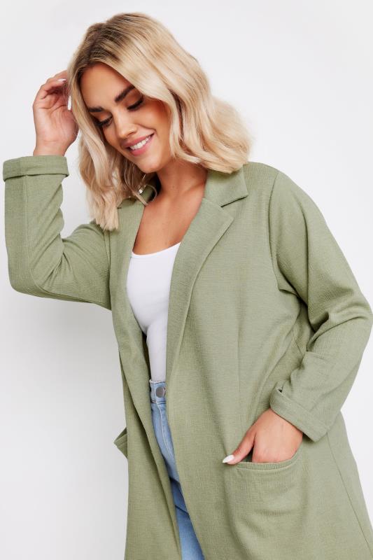 YOURS Plus Size Sage Green Textured Blazer | Yours Clothing  4