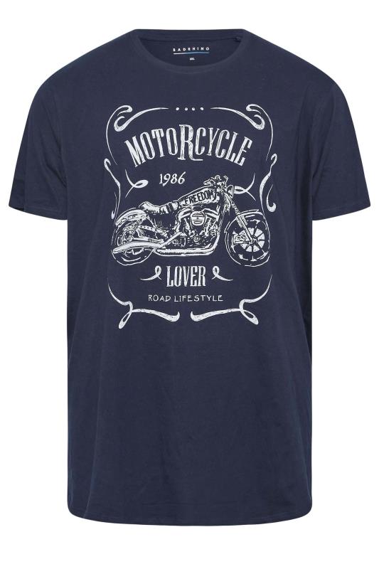 BadRhino Big & Tall Navy Blue 'Motorcycle Lover' T-Shirt 2