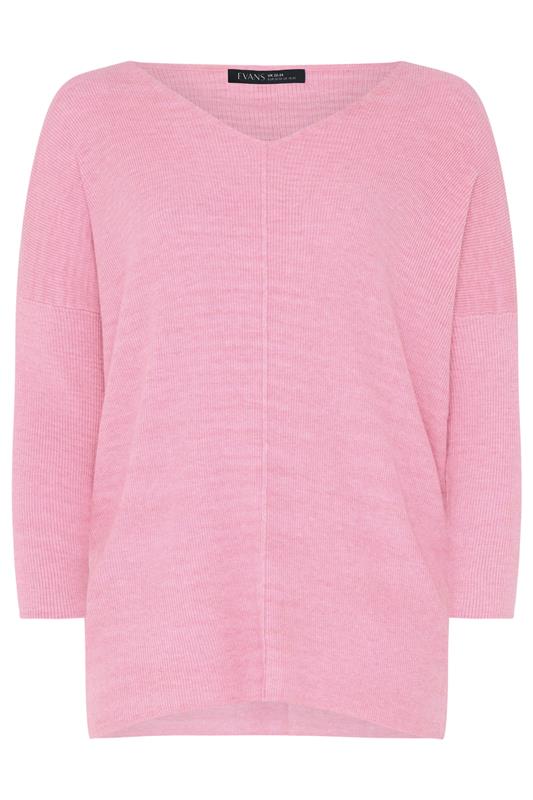 EVANS Plus Size Pink Batwing Sleeve Jumper 5
