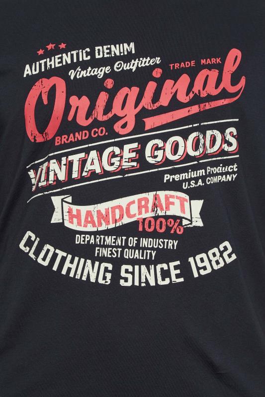 ESPIONAGE Big & Tall Navy Blue 'Vintage Goods' Printed T-Shirt | BadRhino 2