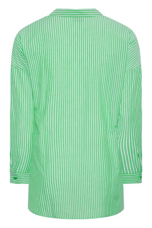 YOURS FOR GOOD Plus Size Bright Green Stripe Oversized Shirt | Yours Clothing 8