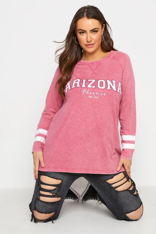 Curve Pink Acid Wash 'Arizona' Raglan T-Shirt_A.jpg