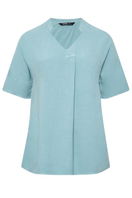 YOURS Curve Plus Size Blue Pleat Front Chambray Shirt | Yours Clothing  6
