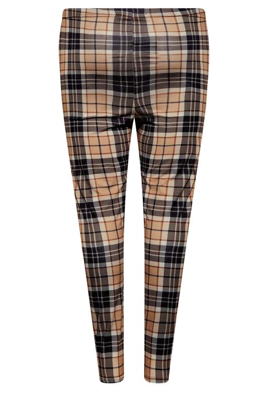 Plus Size Brown Check Print Leggings | Yours Clothing 6