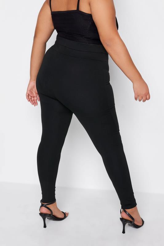 YOURS Curve Plus Size Black Button Ponte Leggings | Yours Clothing 3