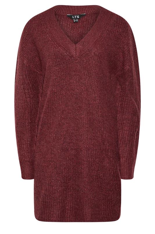LTS Tall Women's Burgundy Red V-Neck Knitted Tunic Top | Long Tall Sally 6