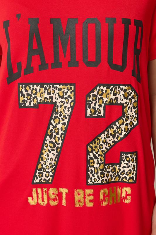 YOURS Plus Size Red 'L'Amour 72' T-shirt | Yours Clothing 4