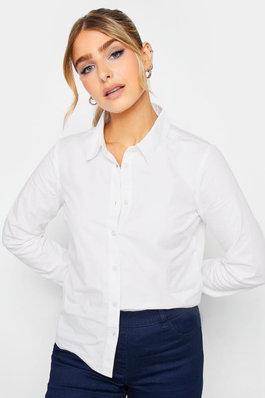 Women's  M&Co White Fitted Poplin Shirt