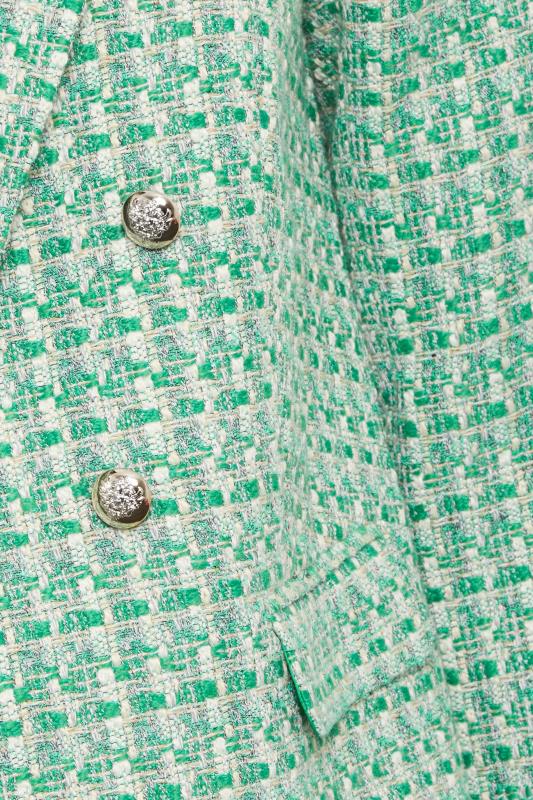 YOURS Plus Size Green Check Boucle Blazer | Yours Clothing 5