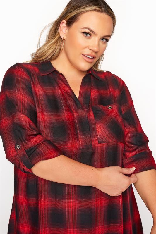 Curve Red Check Overhead Shirt 4