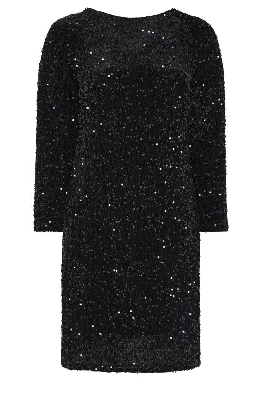 black glitter shift dress Yours London Women's Plus Size Velvet Sequin Size 14 long beaded dress