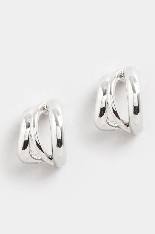 Silver Tone Cuffed Earrings 2
