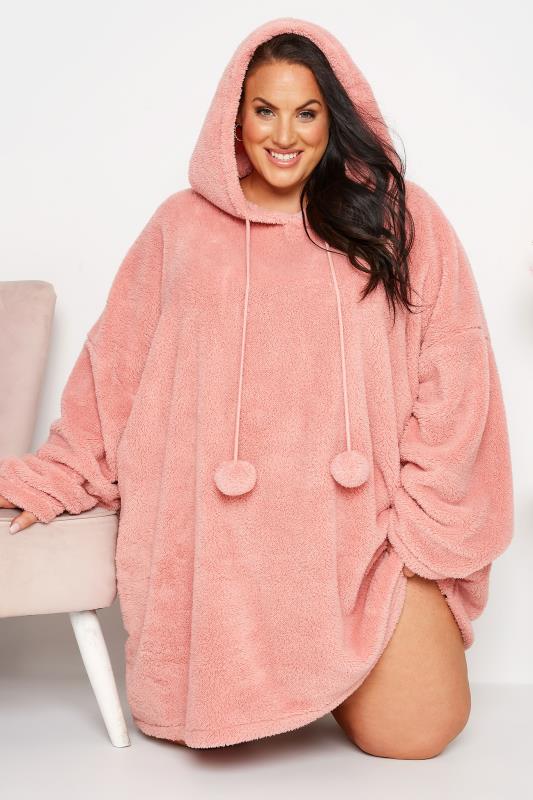 Plus Size Pink Snuggle Hoodie | Yours Clothing 3