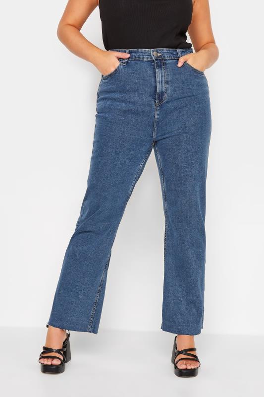  Tallas Grandes YOURS Curve Mid Blue Stretch Wide Leg Jeans
