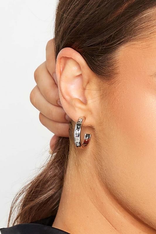 Silver Diamante Hoop Earrings | Yours Clothing 1
