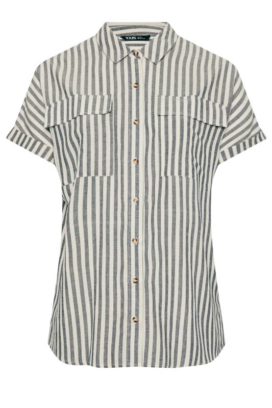 YOURS Plus Size Black Stripe Linen Shirt | Yours Clothing 5