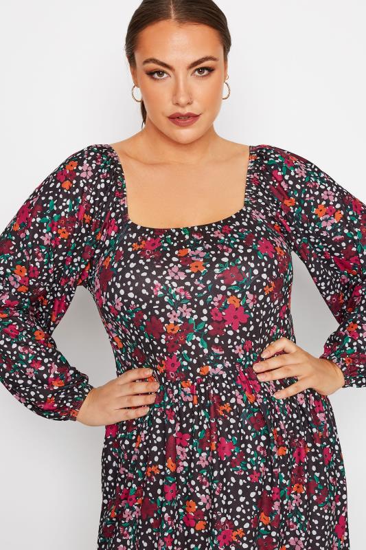 LIMITED COLLECTION Plus Size Black Floral Smock Dress | Yours Clothing  4