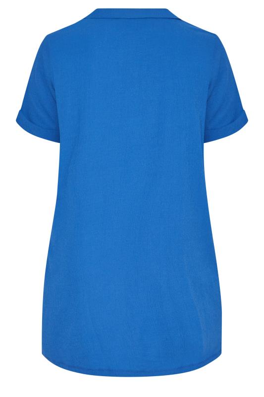Curve Cobalt Blue Crinkle Button Through Shirt 7