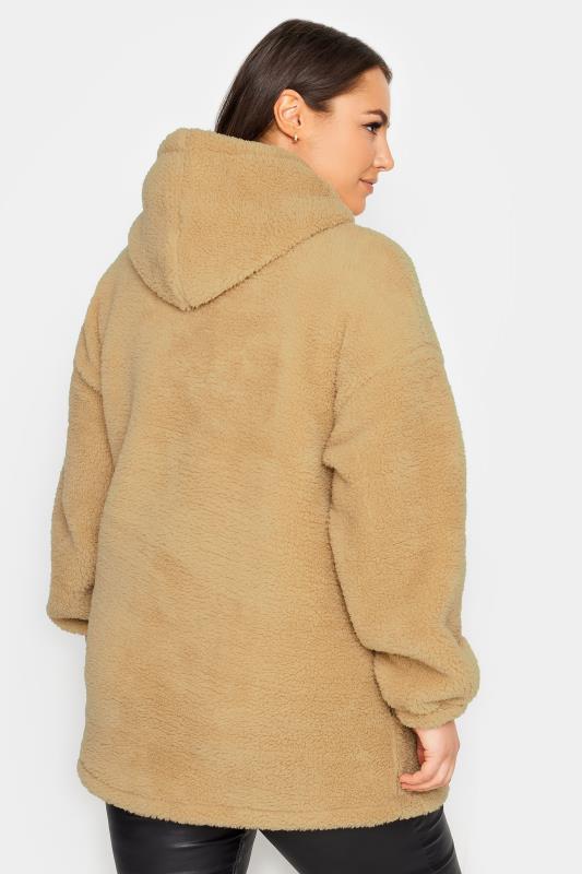 YOURS Plus Size Brown Teddy Hoodie | Yours Clothing