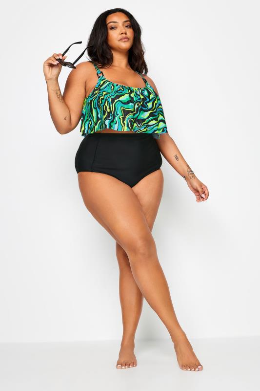 YOURS Plus Size Black Abstract Print Bikini Top | Yours Clothing 2