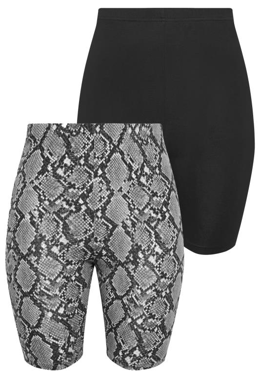 YOURS Plus Size 2 PACK Black Snake Print Cycling Shorts | Yours Clothing 6