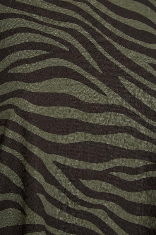 Curve Khaki Green Zebra Print Top 5