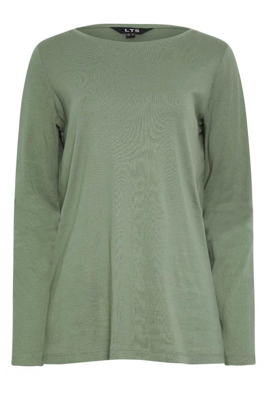LTS Tall Khaki Green Long Sleeve Cotton T-Shirt | Long Tall Sally  4